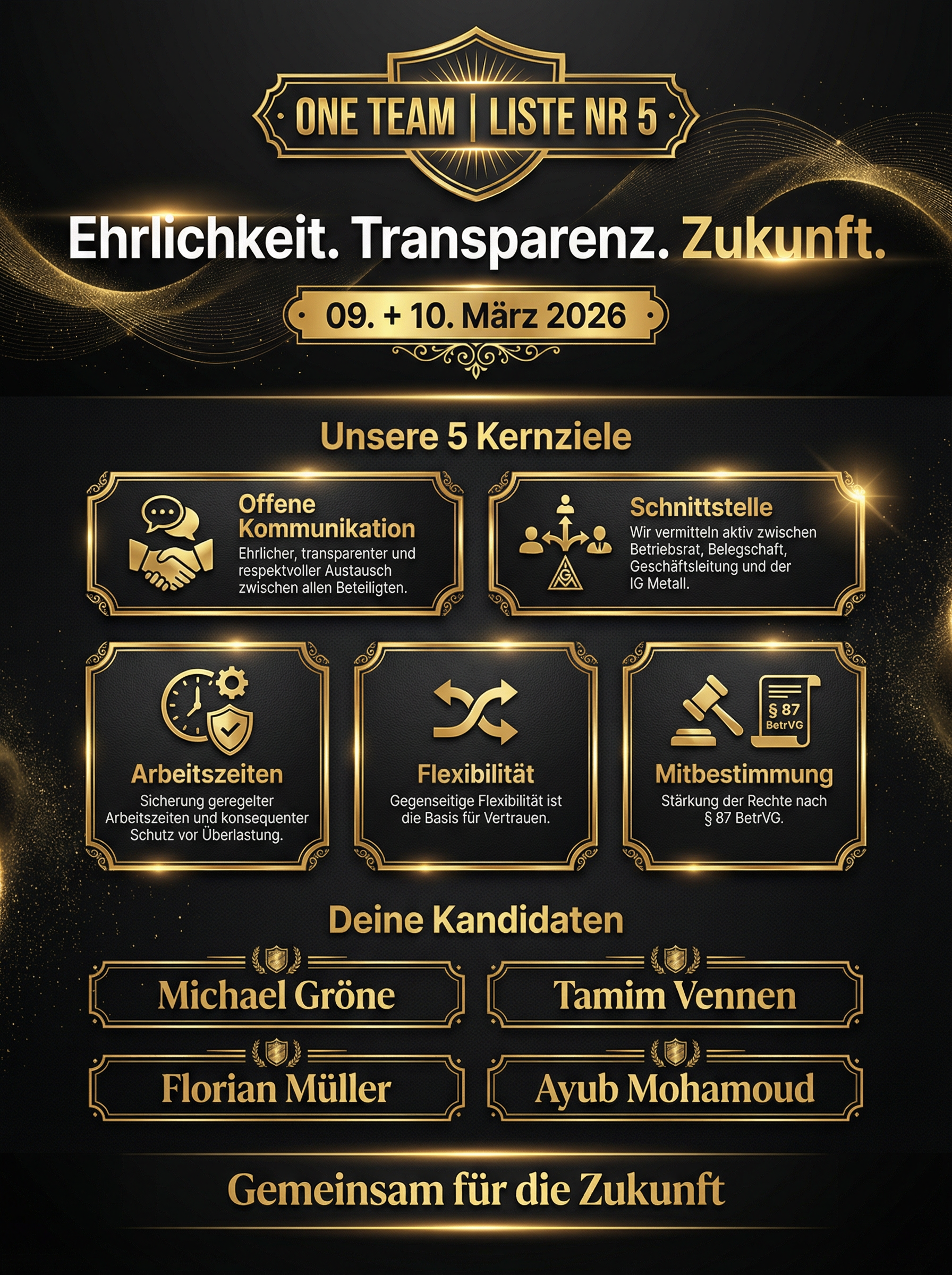 Wahlflyer Vorschau One Team